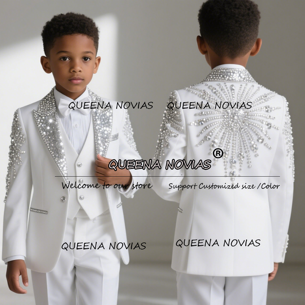 Double Breasted Blazer - Brilliant Crystals Beaded Boys Suit 3