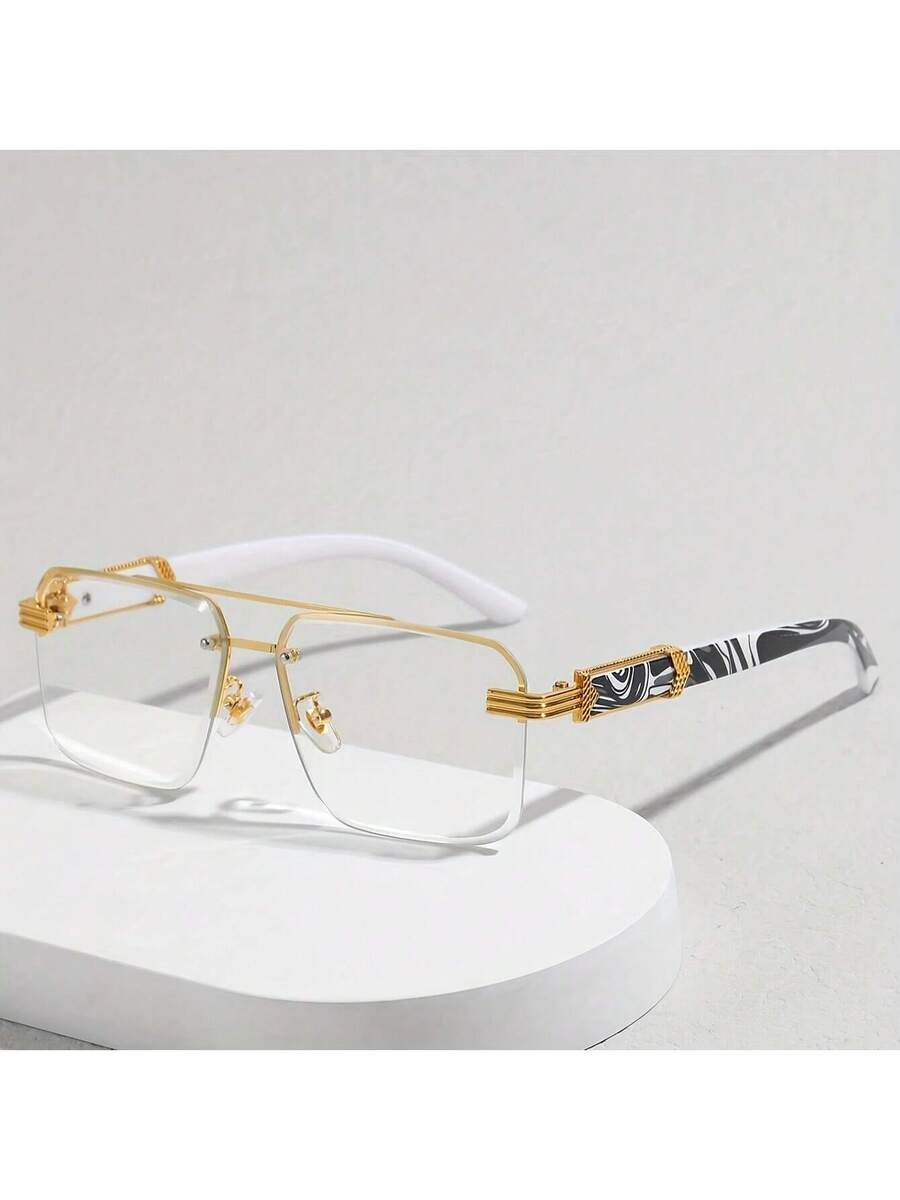 Men Formal Wear Modern - Mens Half-Frame Eyewear With Transparent Lenses