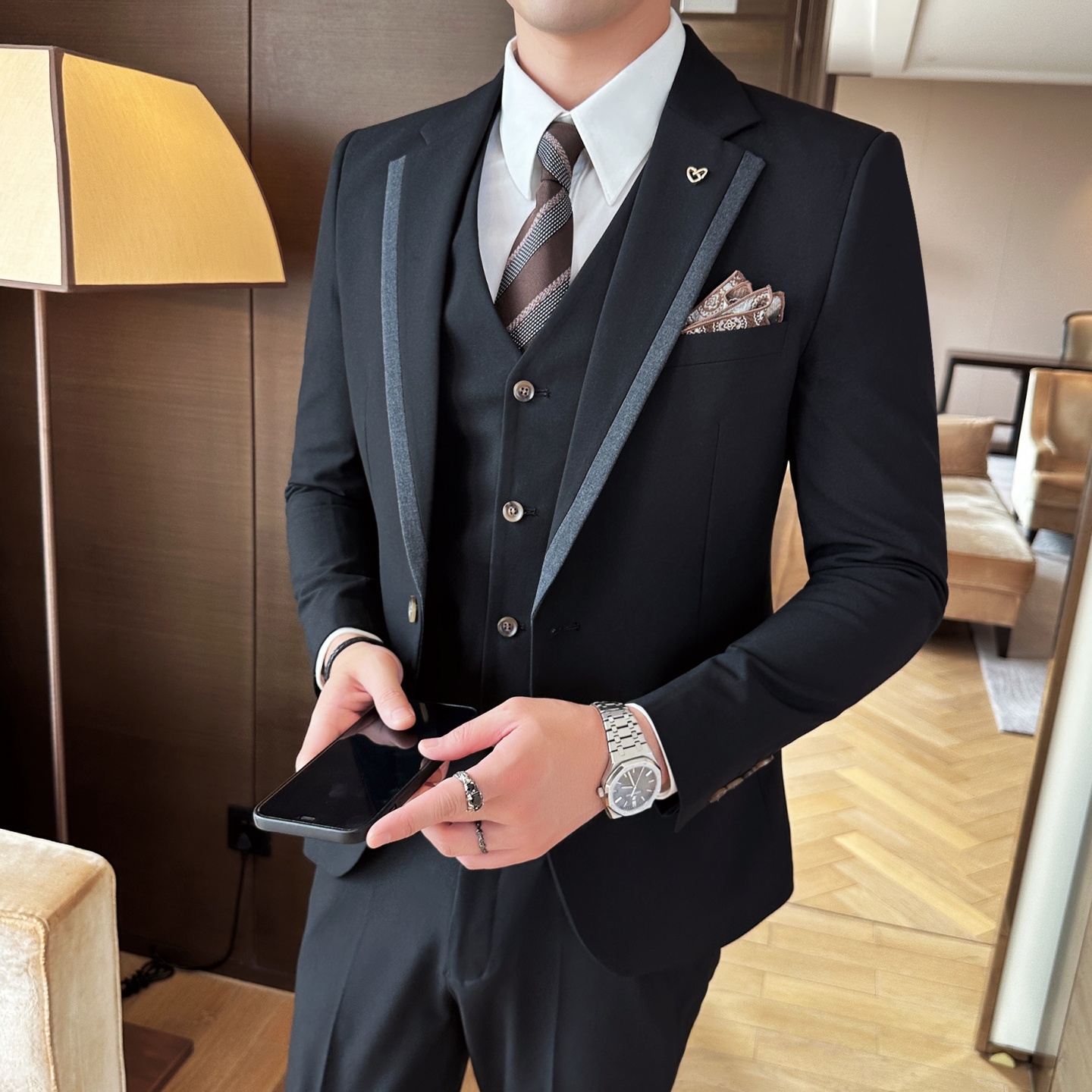 High End Men'S Formal Wear - High-end autumn men's suit set, three-piece