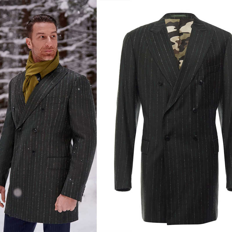 Men'S Formal Wear No Suit - Spring And Autumn Man Stripe Overcoat