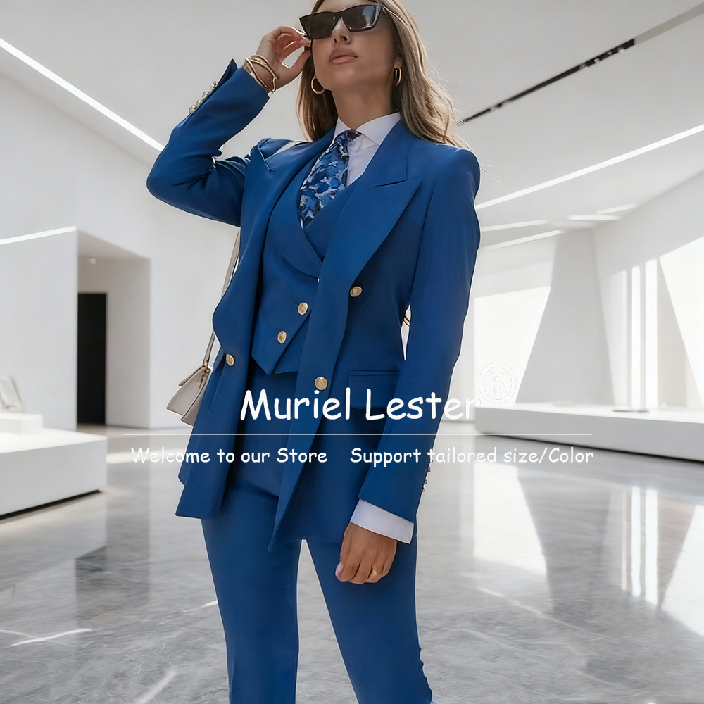 Elegant Blue Women's Suits Dou - Double Breasted Blazer recensie en prijs