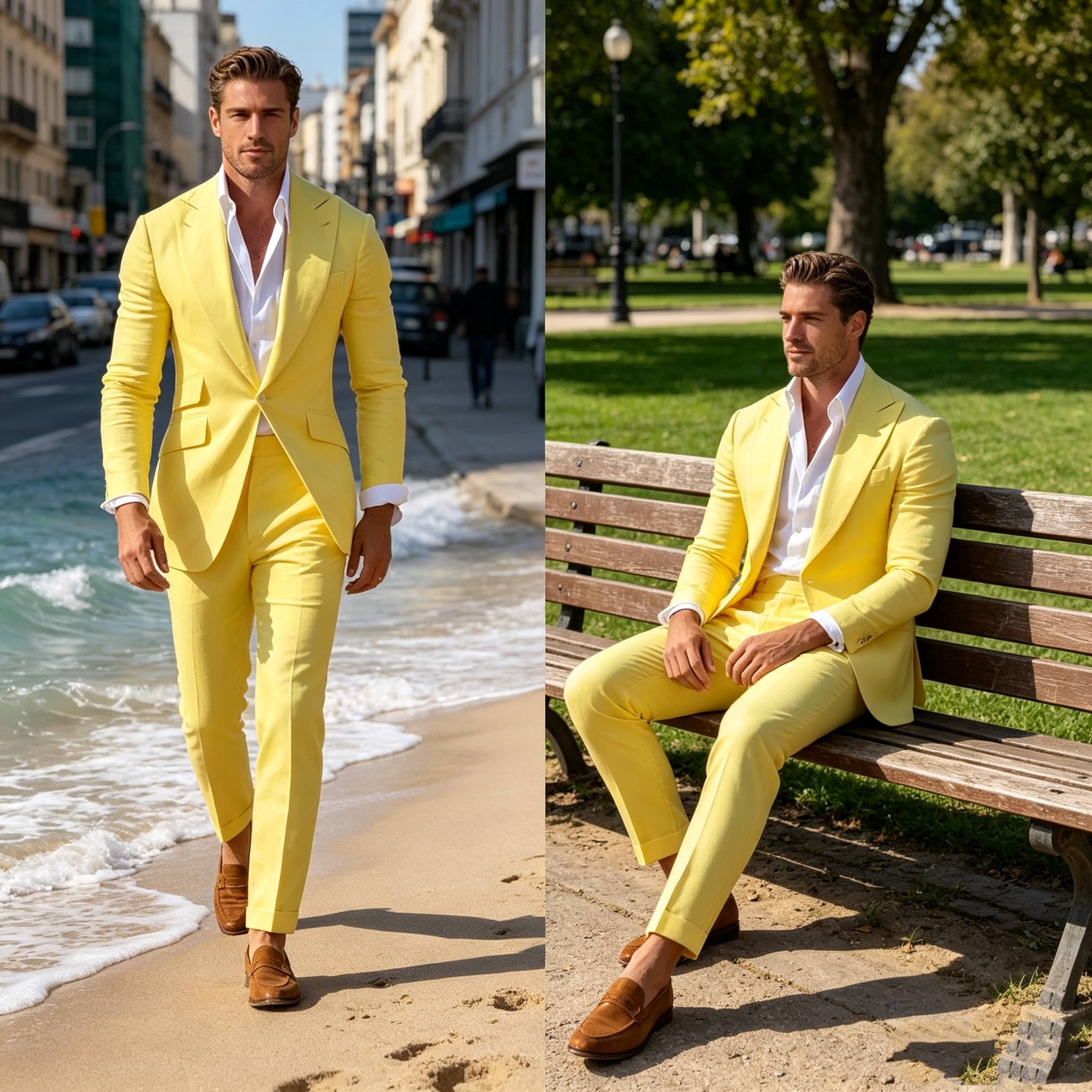 Slim Fit Yellow Men's 2-Piece  - Men'S Formal Wear For A Wedding recensie en prijs