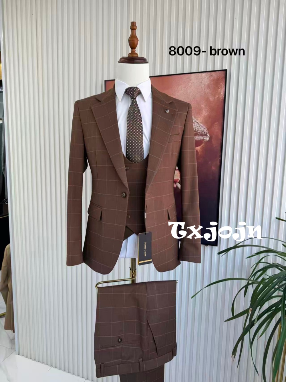 Men's Plaid Tuxedo 3 Pieces Ja - Men Formal Wear Office recensie en prijs