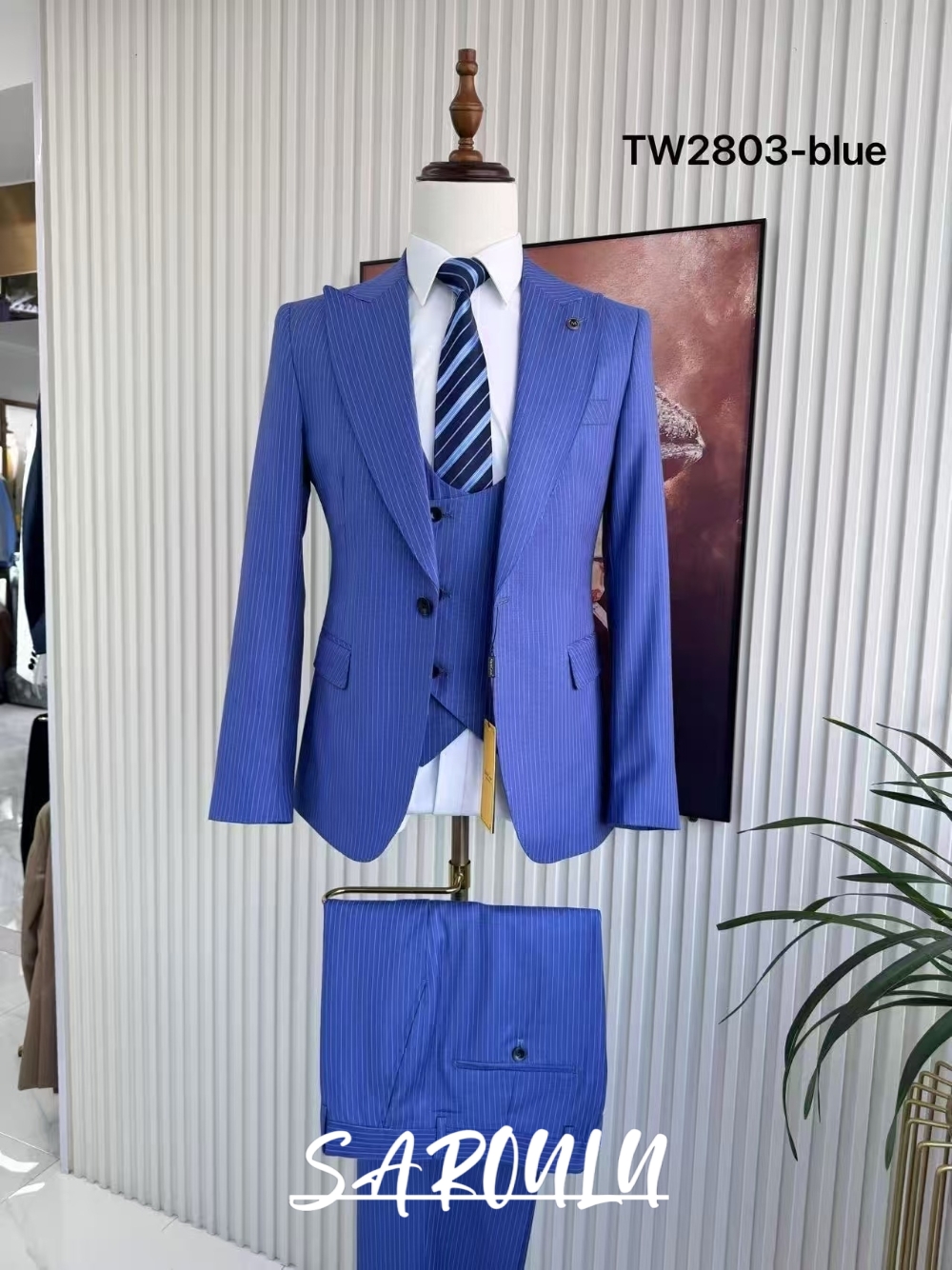 Men's Blue Striped Formal Suit - Men Formal Wear Sale recensie en prijs