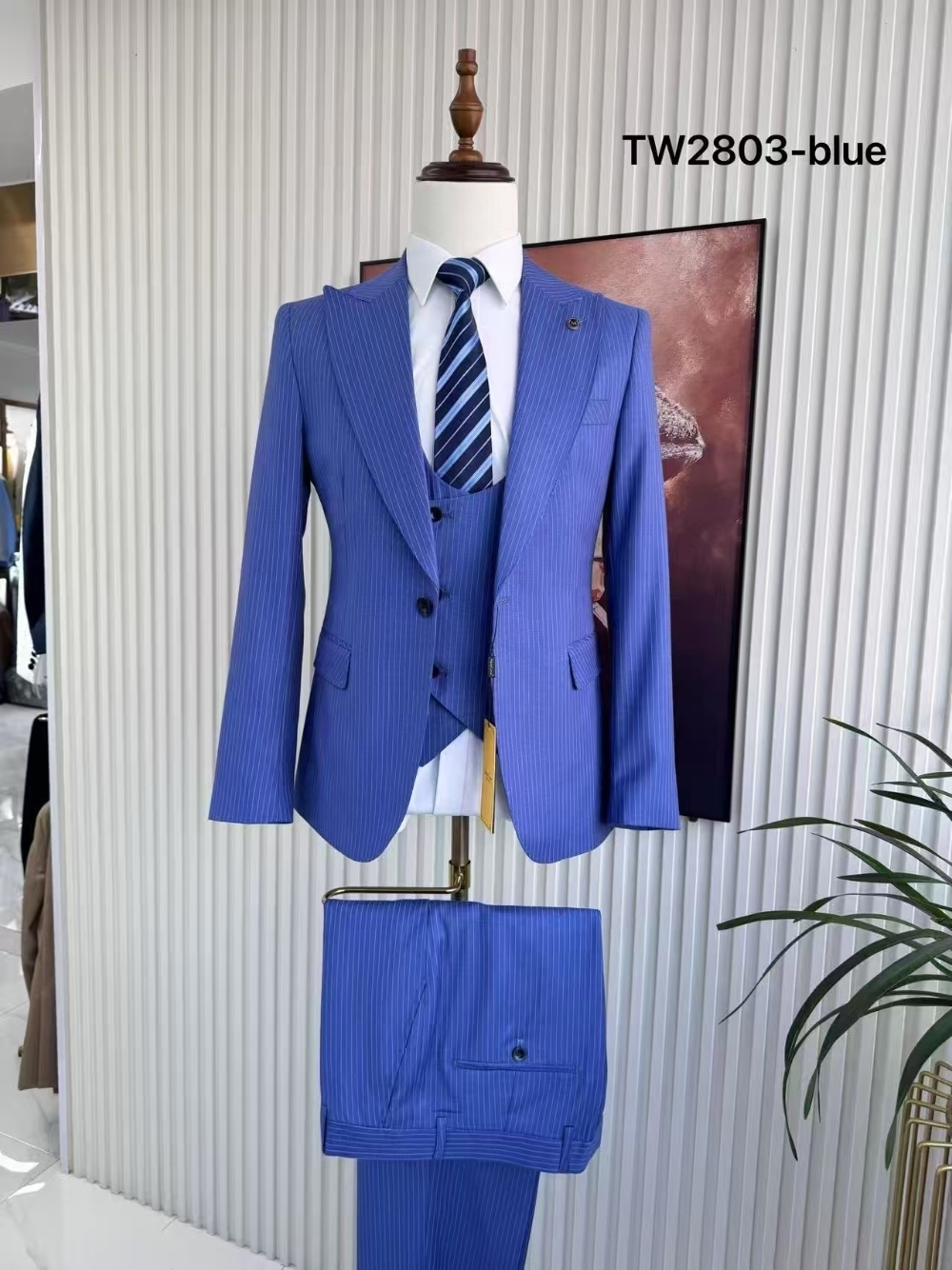Men's Blue Striped Formal Suit - Men Formal Wear Sale recensie en prijs