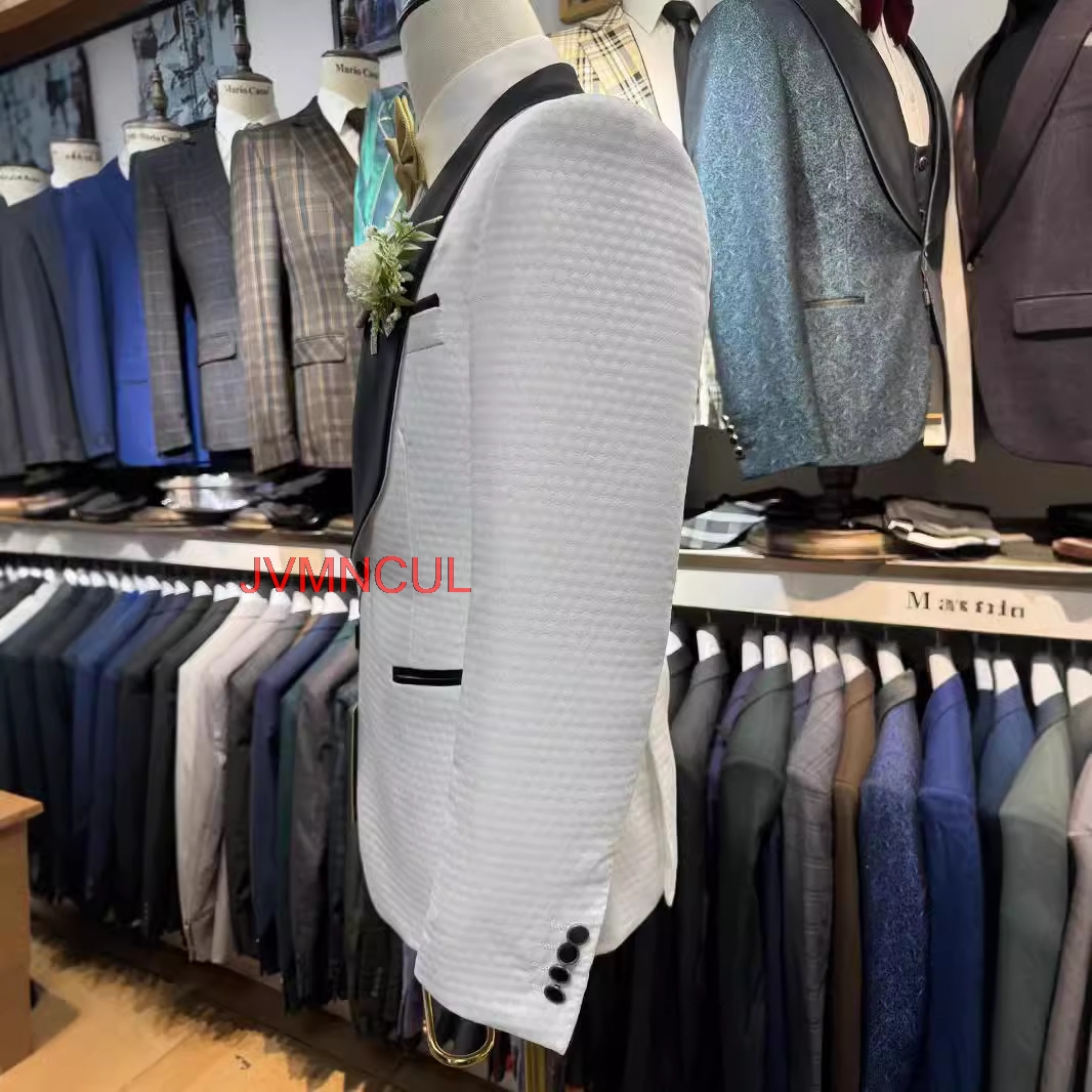 2026 Men's White Jacquard 3 Pi - Men'S Formal Wear For Reception recensie en prijs