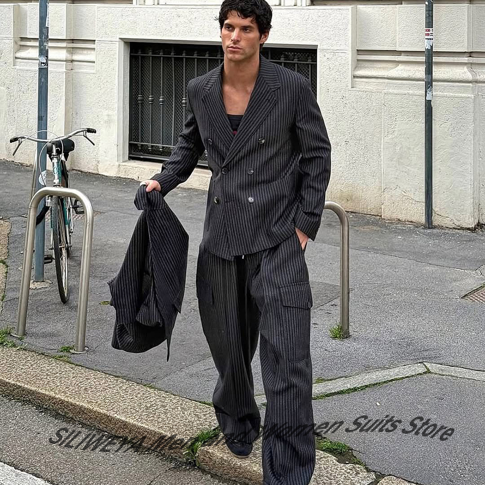 Elegant Man Suit Pinstripe Dou - Men Formal Wear Modern recensie en prijs
