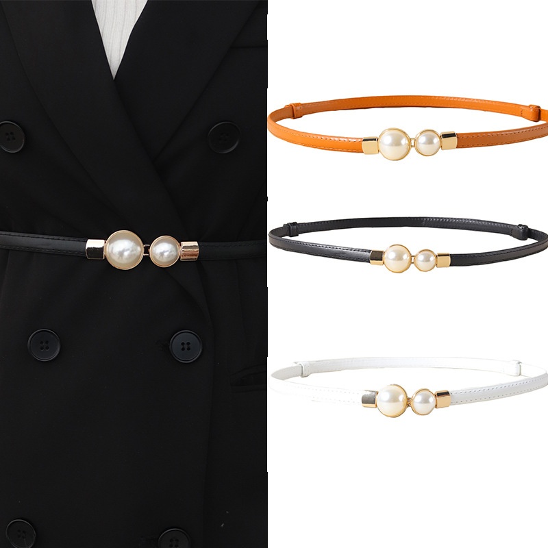 Elegant Vintage Pearl Waist Ch - Formal Belt Leather Thin recensie en prijs