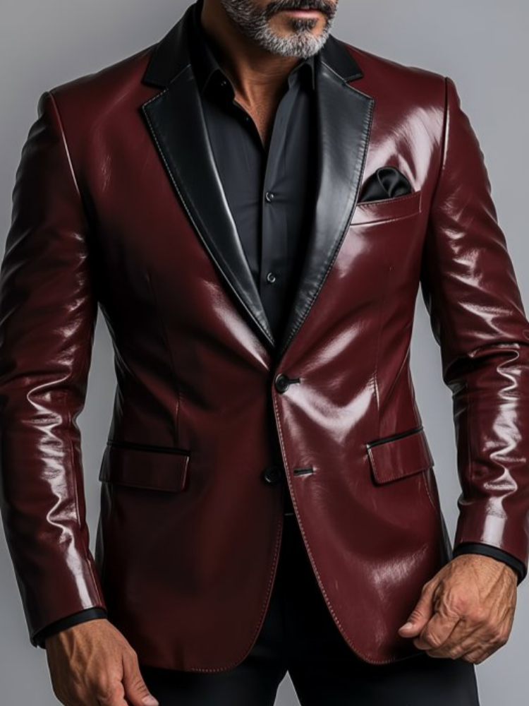Men's PU Leather Blazer Single - Men Formal Wear Office recensie en prijs